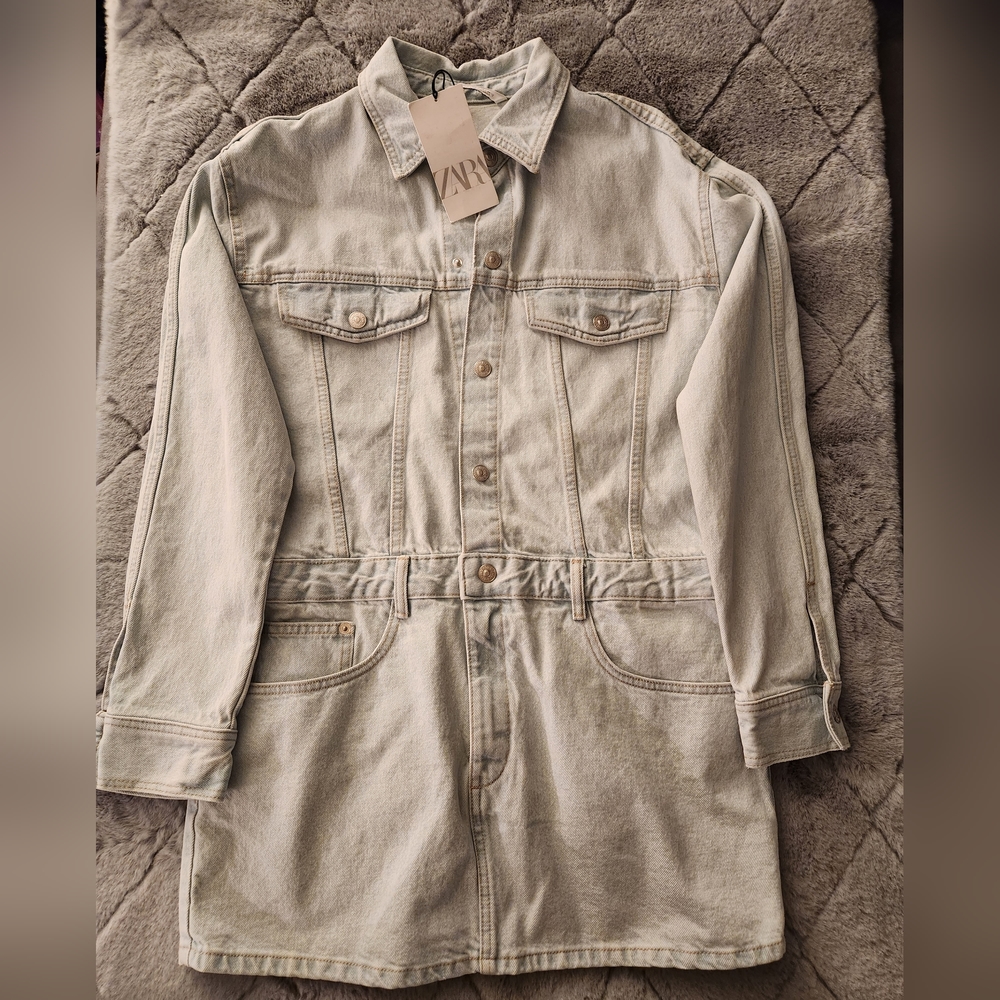 Zara Size Large Jean Mini Dress NWT